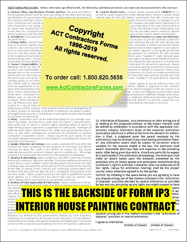 Residential Painting Contract Forms